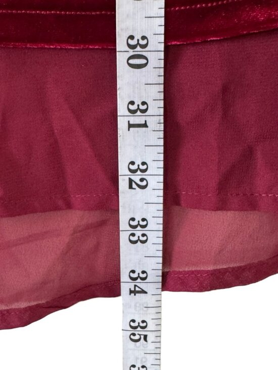 Suzanne Betro 2X BURGUNDY Velvet Tunic Top with Bell Sleeves Chiffon Hem - Picture 10 of 12